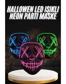 Hallowen Parti Maskesi Neon Led Işıklı Maske 3 Modlu Cadılar Bayramı Maskesi