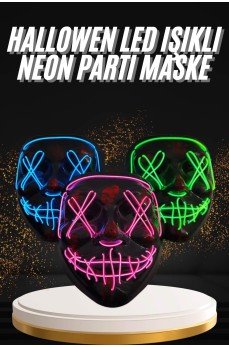 Hallowen Parti Maskesi Neon Led Işıklı Maske 3 Modlu Cadılar Bayramı Maskesi