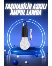 Taşınabilir Şarjlı Led Ampul Askılı Lamba Kamp Bahçe Lambası
