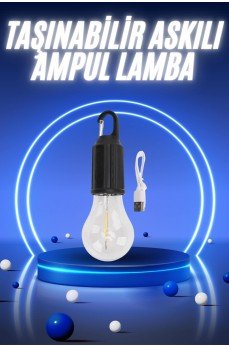 Taşınabilir Şarjlı Led Ampul Askılı Lamba Kamp Bahçe Lambası