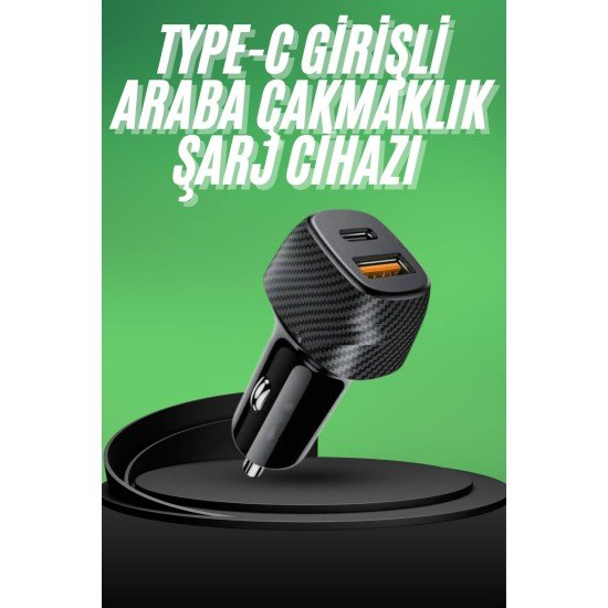 Type-C Girişli Araba Çakmaklık Şarj Cihazı 38W Oto Çakmaklık Type-C Girişli Araba Çakmaklık Şarj Cihazı 38W Oto Çakmaklık