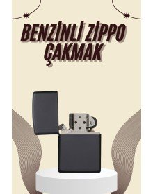 Çakmak Parlak Siyah Zippo Benzinli Çakmak Cep Boy Doldurulabilir