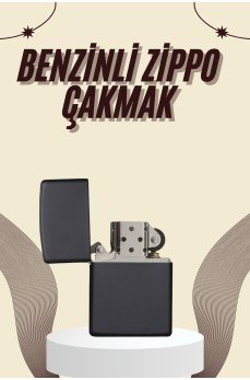 Çakmak Parlak Siyah Zippo Benzinli Çakmak Cep Boy Doldurulabilir