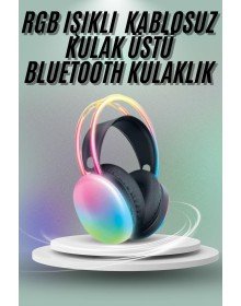 Kulak Üstü Kablosuz Bluetooth Kulaklık Unısex Renkli Işıklı Kulaklık