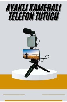 Tripod Telefon Tutucu Kumandalı Mikrofon Led Işık Vlog Video Kayıt