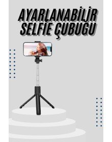 Tripod Selfie Çubuğu Bluetooth Kumandalı Kablosuz Led Işıklı