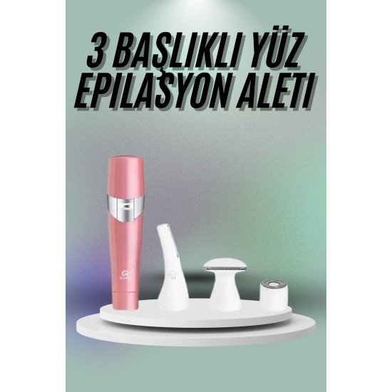 Yüz, Kaş ve Tüm Vücut Epilasyon Aleti3 Başlıklı Epilatör Tüm Cilt Tiplerine Uygun