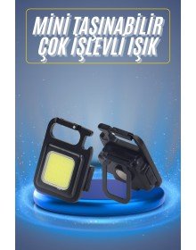 Kamp Çadır Lambası Şarjlı El Feneri Işıldak Anahtarlık Mini Mıknatıslı