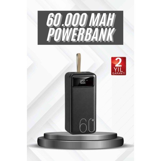 Hızlı Şarj 4 Çıkışlı Powerbank 60.000 Mah Taşınabilir Dijital Göstergeli Hızlı Şarj 4 Çıkışlı Powerbank 60.000 Mah Taşınabilir Dijital Göstergeli