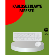 Kablosuz Klavye Mouse Seti Beyaz Q Klavye Tüm Cihazlara Uyumlu