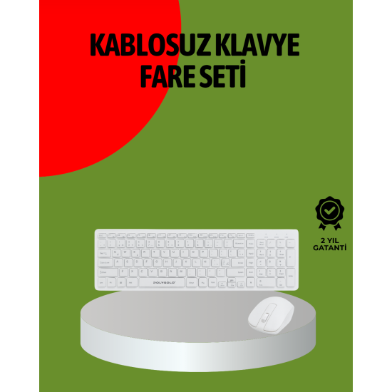 Kablosuz Klavye Mouse Seti Beyaz Q Klavye Tüm Cihazlara Uyumlu Kablosuz Klavye Mouse Seti Beyaz Q Klavye Tüm Cihazlara Uyumlu