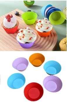 6 Adet Yıkanabilir Mini Tırtıklı Muffin Kalıbı- Ribanalı Kek-Cupcake- Renkli Hamur Işi Kabı