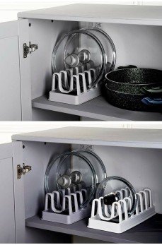 6 Bölmeli Tencere Kapak Rafı - Tencere Kapak Organizeri