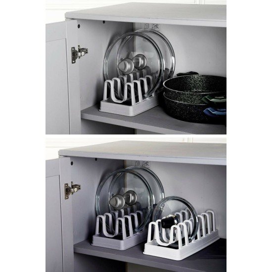 6 Bölmeli Tencere Kapak Rafı - Tencere Kapak Organizeri 6 Bölmeli Tencere Kapak Rafı - Tencere Kapak Organizeri