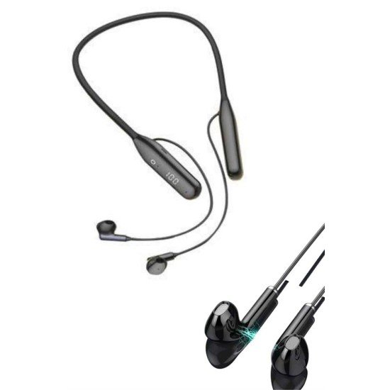 60 Saat Kablolu Boyun Askılı Dijital Göstergeli Bluetooth Kulaklığı