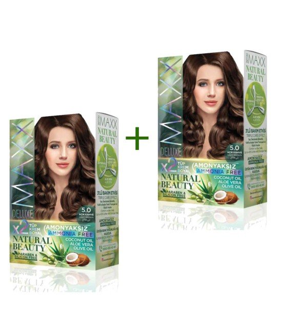 2 Paket Natural Beauty Amonyaksız Saç Boyası 5.0 Açık Kahve