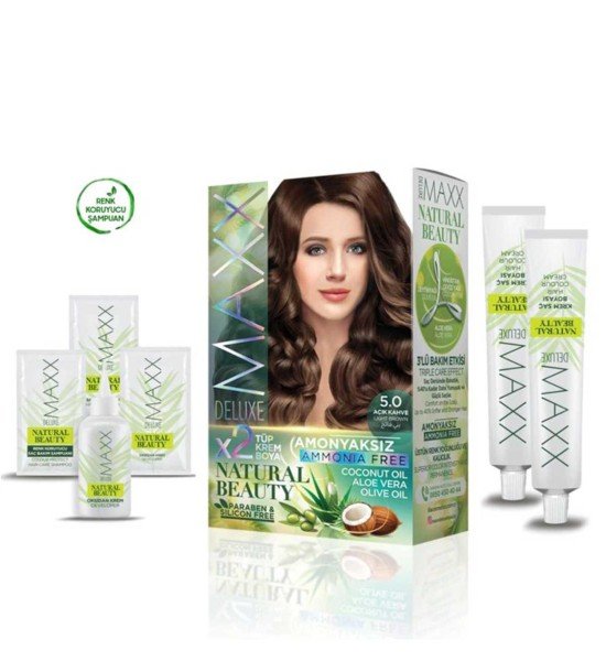 2 Paket Natural Beauty Amonyaksız Saç Boyası 5.0 Açık Kahve