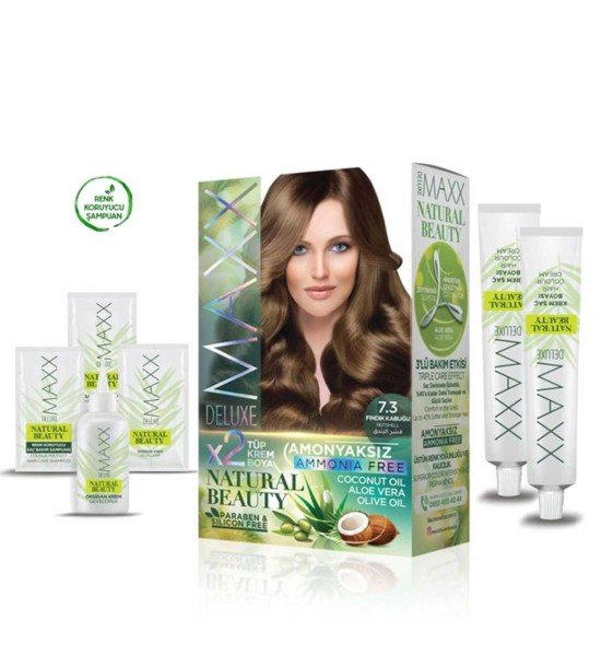 2 Paket Natural Beauty Amonyaksız Saç Boyası 7.3 Fındık Kabuğu