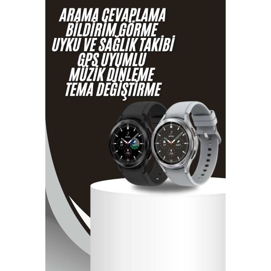 Akıllı Saat Bluetooth Bağlantılı Yuvarlak Ekran Plastik Kordonlu