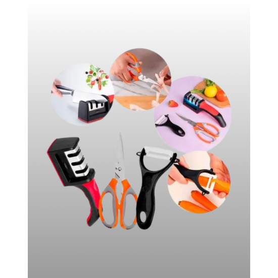 3 Parçalı Çok Fonksiyonlu Mutfak Makas Seti – Paslanmaz Çelik, Ergonomik Tasarım