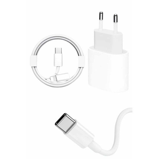 15/Pro/Pro Max 20W İOS Uyumlu Hızlı Şarj Aleti Adaptörlü Beyaz