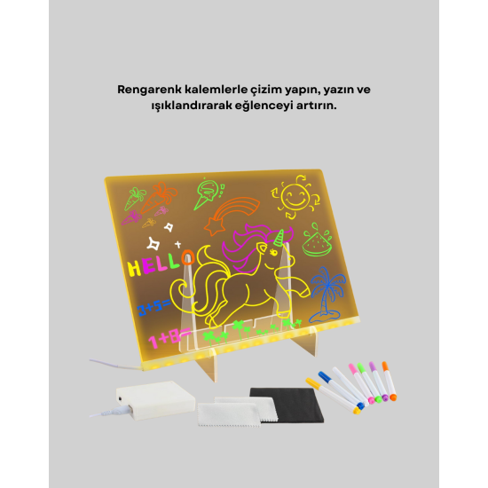 Yaratıcı Çizim ve Mesajlar İçin LED Işıklı Renkli Tahta Yaratıcı Çizim ve Mesajlar İçin LED Işıklı Renkli Tahta