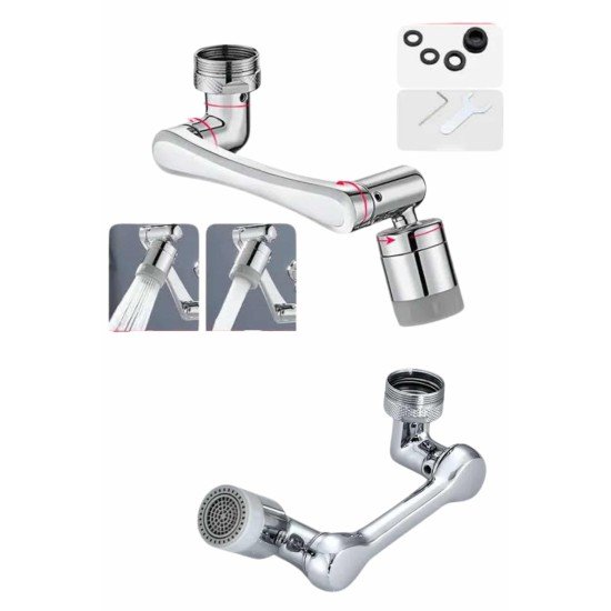 180 Derece Dönebilen Fonksiyonel Paslanmaz Çelik Robotik Kol Musluk Başlığı