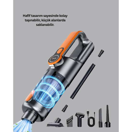 Kompakt Şarjlı El Süpürgesi Kuru ve Sıvı Temizlik 5 Aparatlı Kompakt Şarjlı El Süpürgesi Kuru ve Sıvı Temizlik 5 Aparatlı