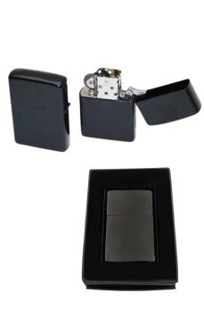 Çakmak Parlak Siyah Zippo Benzinli Çakmak Cep Boy Doldurulabilir