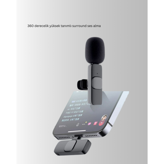 Çift Mikrofonlu Kablosuz Kayıt Seti iPhone Uyumlu Mini Mikrofon Çift Mikrofonlu Kablosuz Kayıt Seti iPhone Uyumlu Mini Mikrofon