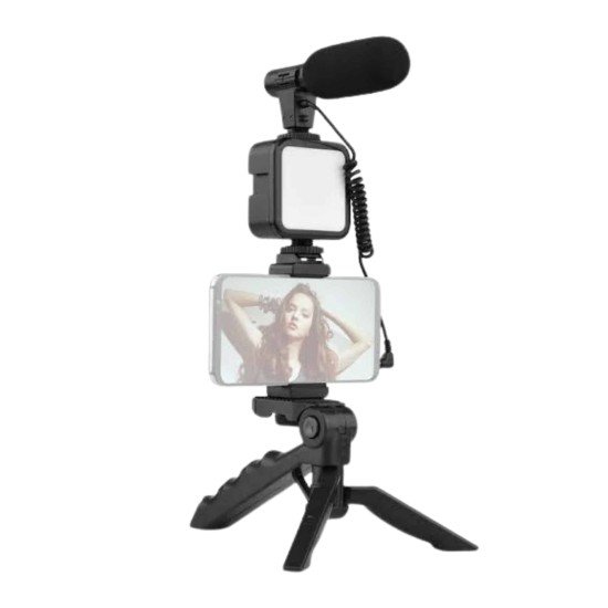 Tripod Telefon Tutucu Kumandalı Mikrofon Led Işık Vlog Video Kayıt Tripod Telefon Tutucu Kumandalı Mikrofon Led Işık Vlog Video Kayıt
