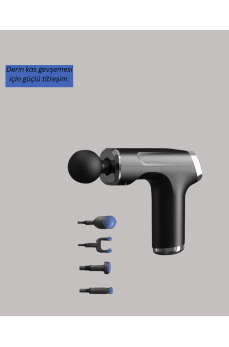 4 Başlıklı Şarjlı Masaj Tabancası Bel Sırt Boyun Bacak Kas Rahatlatıcı