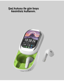 Kayar Kapaklı Şarj Kutusu Ve Dokunmatik Ekranlı Bluetooth Stereo Kulaklık