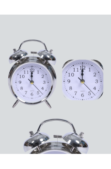 Dekoratif Yuvarlak Gümüş Sessiz Işıklı Masa Üstü Çalar Saat Alarmlı ve Şık Tasarım