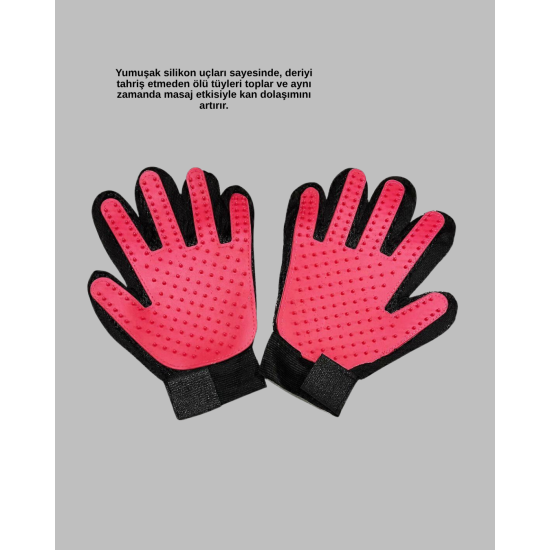 Evcil Hayvanlar İçin Tüy Dökülme Önleyici Eldiven – Masaj ve Temizlik İçin Yumuşak Silikon Uçlu