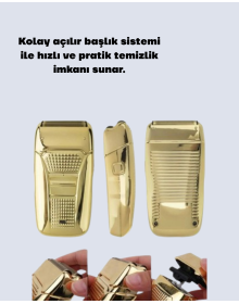Altın Renk Kablolu Sakal Tıraş Makinesi Çelik Bıçaklı 3W Motor