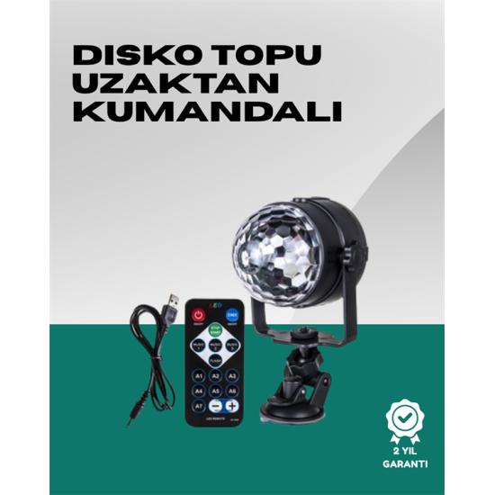 7 Farklı Aydınlatma Modu ve Ses Sensörlü Disko Topu Lambası
