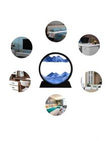 7 Inç Mavi Orta Boy Dekoratif Yuvarlak Şık Kum Tablosu Modern Dekoratif Süs
