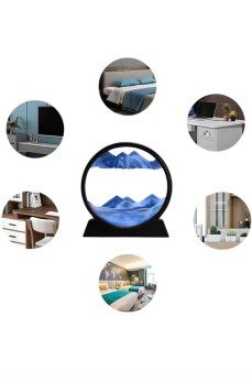 7 Inç Mavi Orta Boy Dekoratif Yuvarlak Şık Kum Tablosu Modern Dekoratif Süs