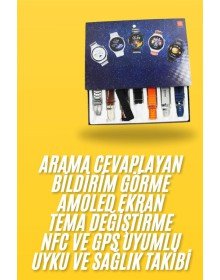 7 Kordonlu Akıllı Saat Siyah Kasa Dokunmatik Ekran Uyku ve Sağlık Takibi