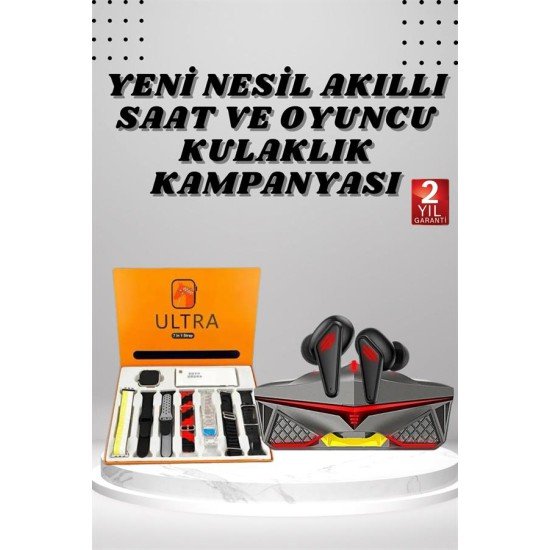 7 Kordonlu Akıllı Saat Ve  Kulaklığı Bluetooth Bağlantılı Android ve İOS Uyumlu