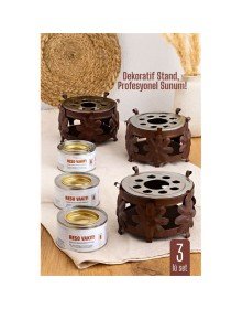 3 lü SET Dekoratif Metal Osmanlı Ocağı ve Reşo Yakıtı – Isıtmalı Sunum İçin Güvenli ve Şık Çözüm
