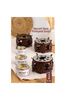 3 lü SET Dekoratif Metal Osmanlı Ocağı ve Reşo Yakıtı – Isıtmalı Sunum İçin Güvenli ve Şık Çözüm