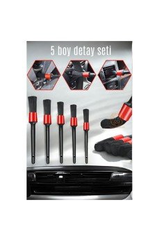 5 Boy Araç Detay Temizlik Fırça Seti Slalom Design