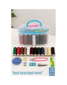 Özel Kutulu 39 Parça Dikiş Seti – Renkli İplikler, Makas, İğne, Mezura ve Aksesuarlar 711837