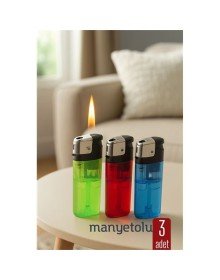 3’lü Manyetolu Çakmak Seti – Renkli Şeffaf Gövde | Güvenli ve Uzun Ömürlü Kullanım