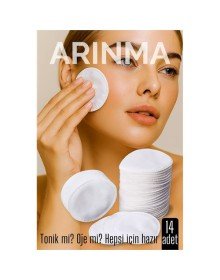 14'lü  Kozmetik Disk Pamuk Premium Makyaj Temizleme Pamuğu  Tonik ve Oje İçin Çift Taraflı Diskler