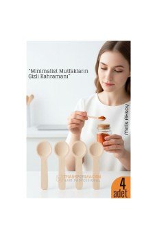 4’lü Ahşap Ölçü Kaşığı Seti – 6.5 cm Doğal Ahşap, Baharat ve Kahve İçin Pratik Mutfak Yardımcısı