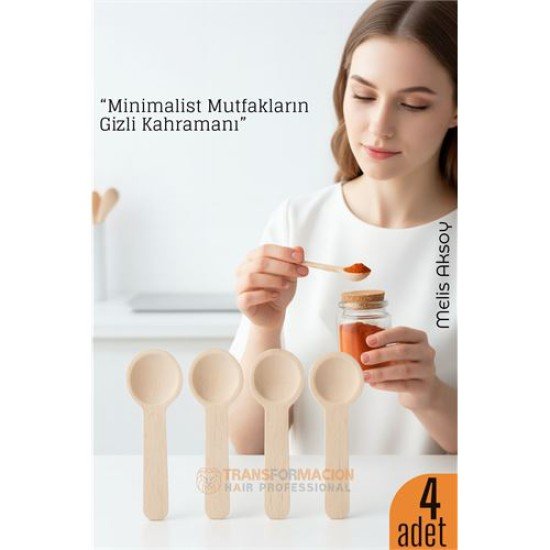 4’lü Ahşap Ölçü Kaşığı Seti – 6.5 cm Doğal Ahşap, Baharat ve Kahve İçin Pratik Mutfak Yardımcısı