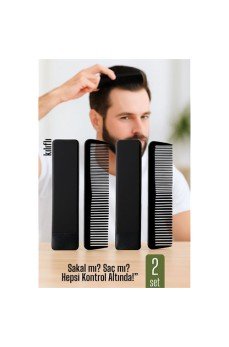 2 li Kılıflı Cep Tarağı – 14 x 3 cm | Kompakt, Şık ve Taşınabilir Erkek Bakım Tarağı